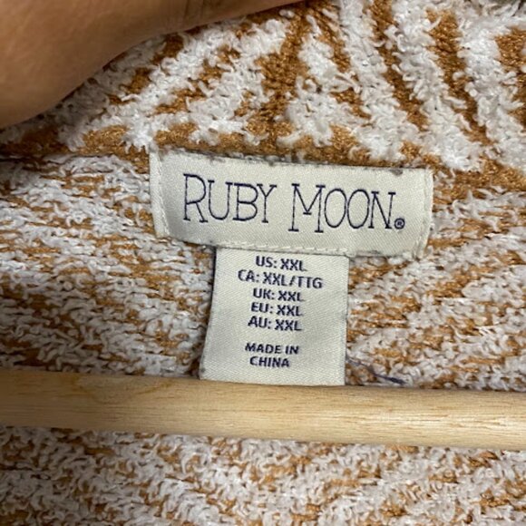 Ruby Moon Cozy Chenille Tan White Chevron Knit Duster Open Cardigan Size XXL - Picture 4 of 8